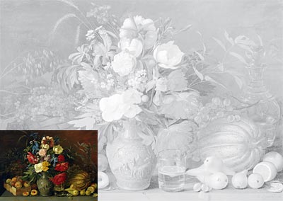 Пособие для практических занятий "Цветы и плоды". 1839. Хруцкий И.Ф.. 50x70 см