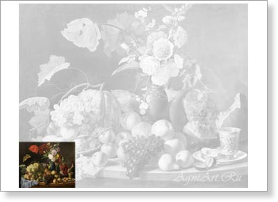 Пособие для практических занятий "Натюрморт с цветами и фруктами"  Торопов Ф.Г. 40х50 см
